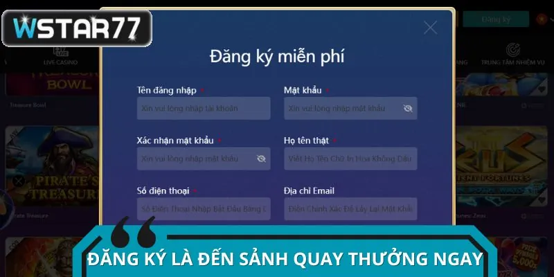 Đăng ký tài khoản cực nhanh, vài phút là vô game ngay